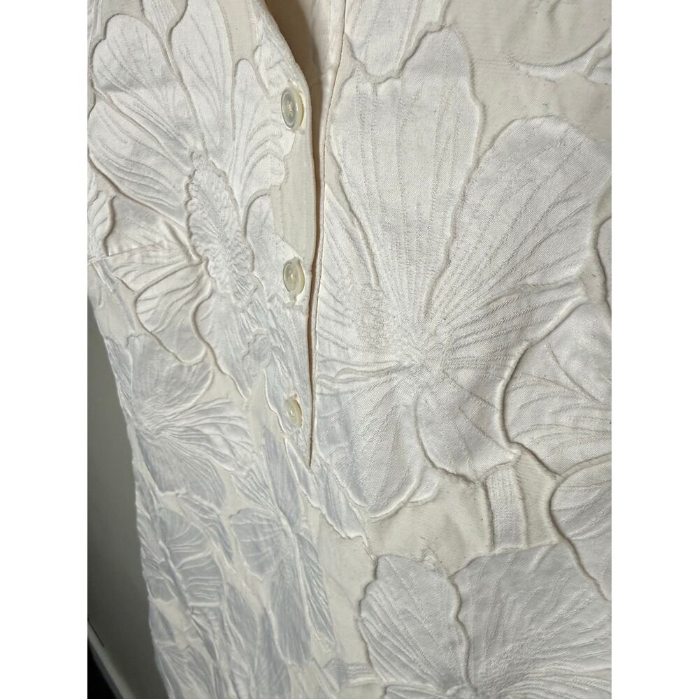 Banana Republic Floral Jacquard Polo Dress White Women’s Small Petite Lined - Picture 3 of 5